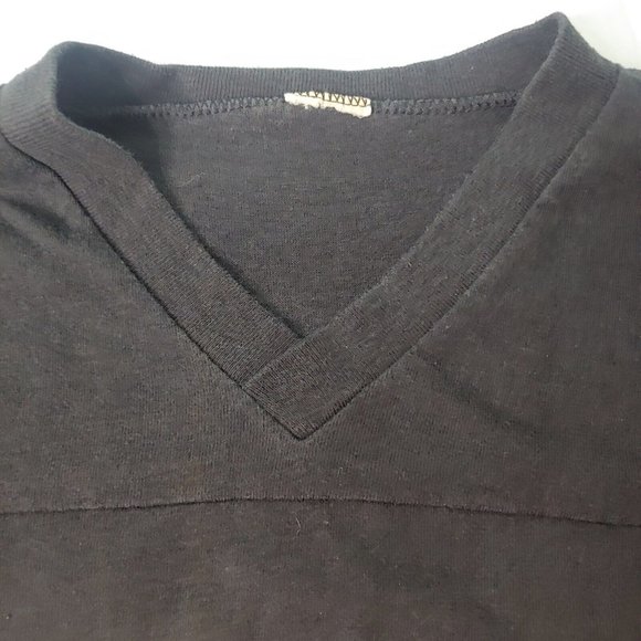 Vintage Pittsburgh Steelers Medium T Shirt Single Stitch Black V Neck Stripe NFL - Picture 5 of 8